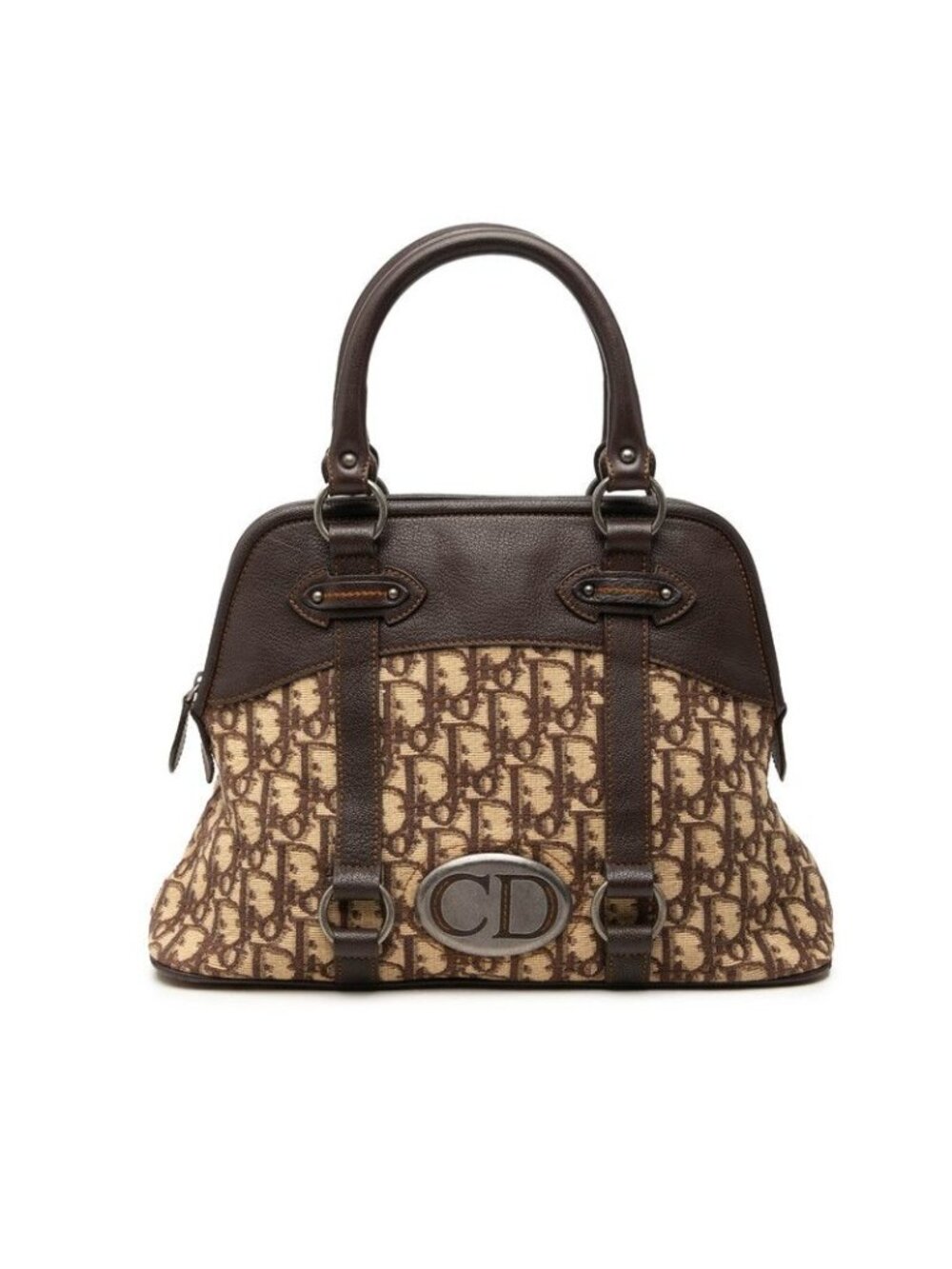 Dior Trotter Handbag Brown Beige Canvas Leather